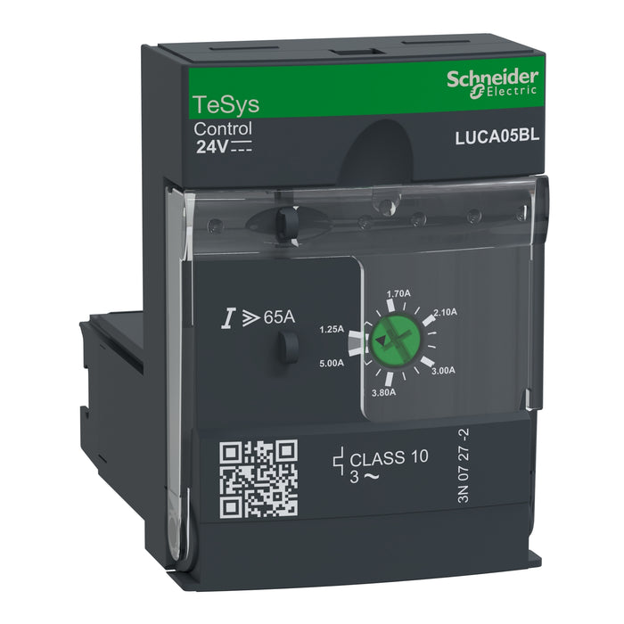 LUCA05BL Standard control unit, TeSys Ultra, 1.25-5A, 3P motors, thermal magnetic protection, class 10, coil 24V DC
