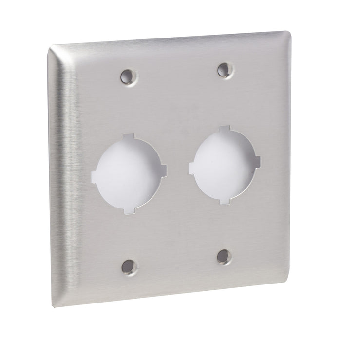 9001K26 Drilled front plate, Harmony 9001K, Harmony 9001SK, stainless steel, for flush mounting, 2 cut-out, 102 x 102mm, 30mm