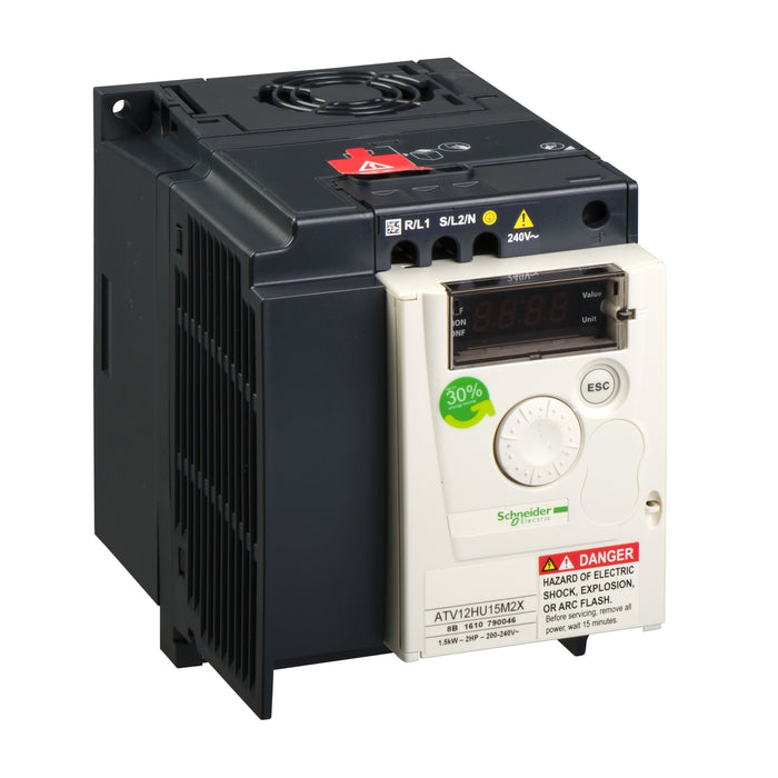 ATV12HU15M2X variable speed drive, Altivar 12, 1.5kW, 2hp, 200..240V, 1 phase, without heat sink