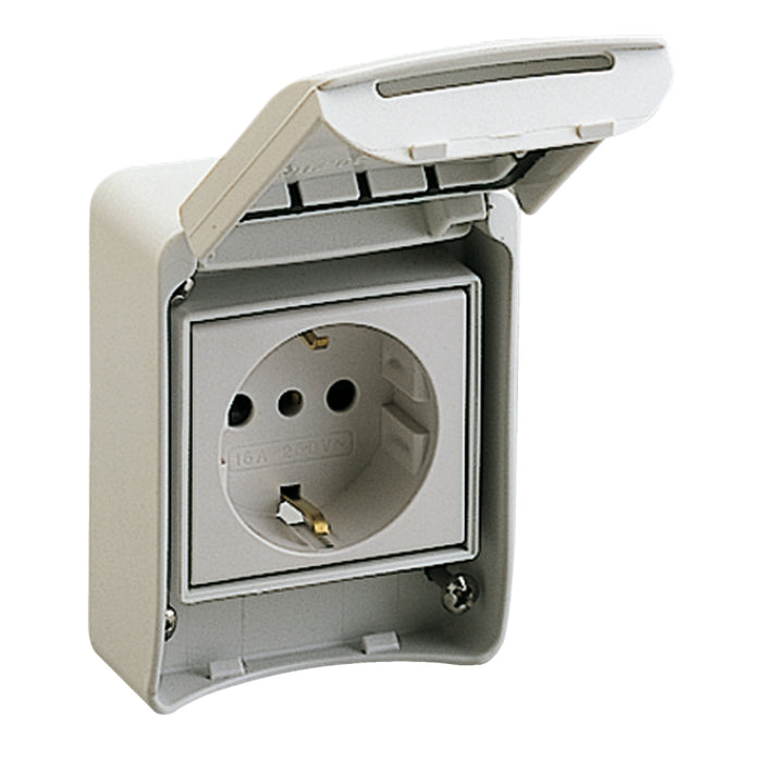 81141 PratiKa socket - grey - 2P + E - 10/16 A - 250 V - German - IP65 - surface