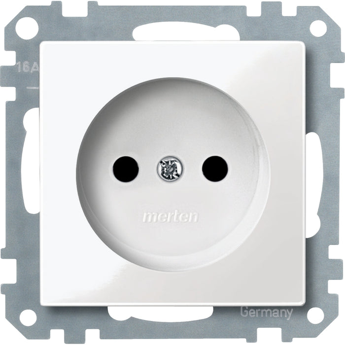 MTN215219 Socket-outlet insert w/o earth. contact, w. shut., polar white, glossy, System M