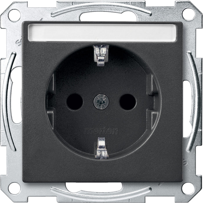 MTN2302-0414 Socket-outlet, Merten System M, mechanism with fixing frame, 2P + E, 16A, Schuko, screwless terminals anthracite