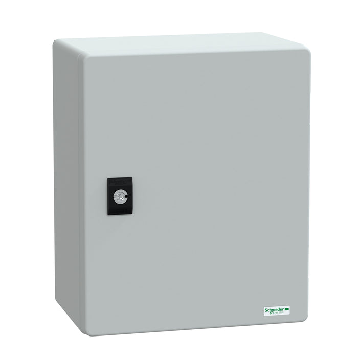 NSYPLM3025G Wall mounted polyester enclosure, Thalassa PLM, plain door, 308x255x160mm, IP66, IK10, RAL 7035