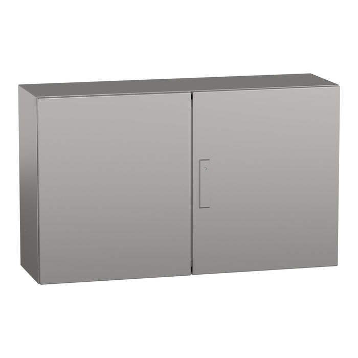 NSYS3X601030 Wall mounted enclosure, Spacial S3X, stainless steel 304L, double plain door, 600x1000x300mm, IP55