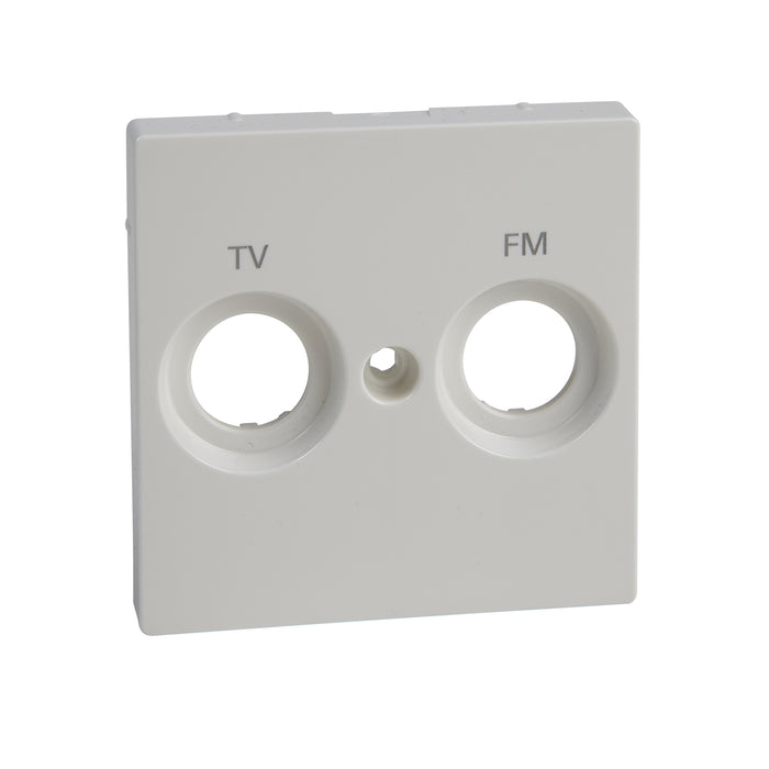 MTN299919 Central plate, Merten System M, marked FM+TV for antenna sock.-out., glossy, polar white