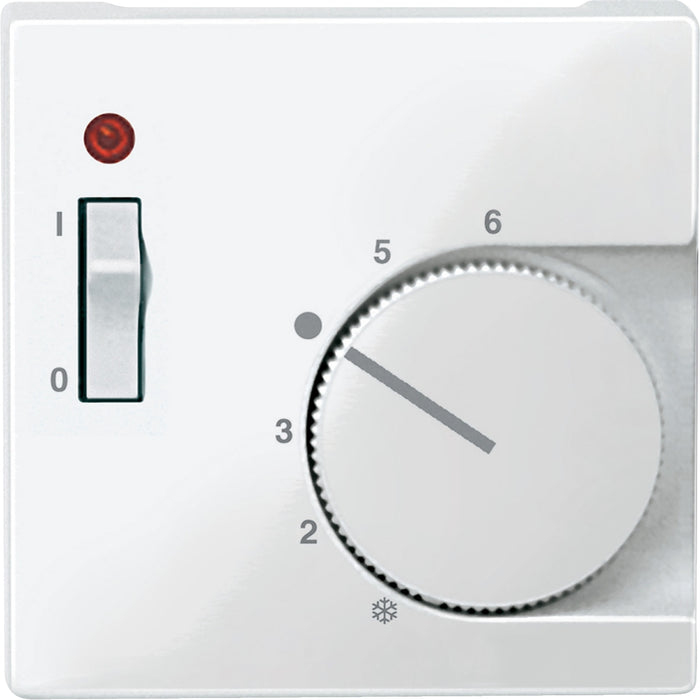 MTN534819 Central plate, Merten System M, f. room temp. ctrl insert w. switch, glossy, polar white