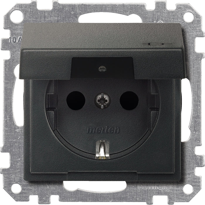 MTN237414 SCHUKO socket-outlet insert with hinged lid and shutter, anthracite, System M