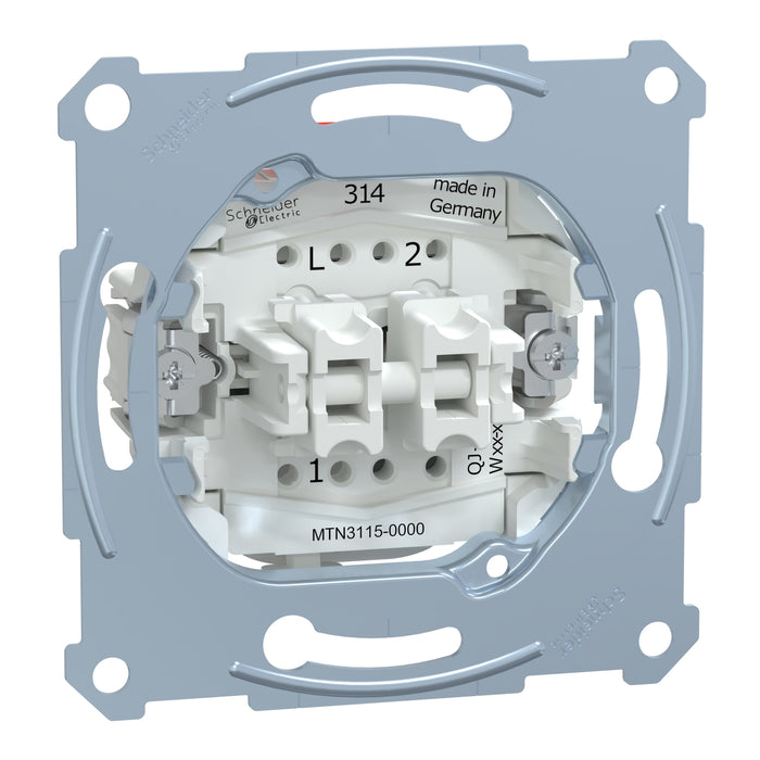 MTN3115-0000 2 Switch, Merten inserts, 1-pole 1-way, 10AX, screwless terminals,