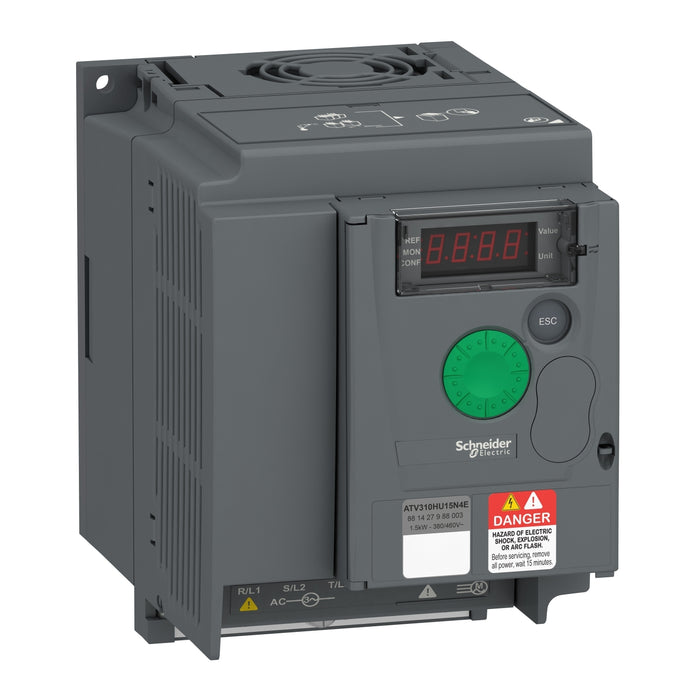 ATV310HU15N4E variable speed drive ATV310, 1.5 kW, 2 hp, 380...460 V, 3 phase, without filter