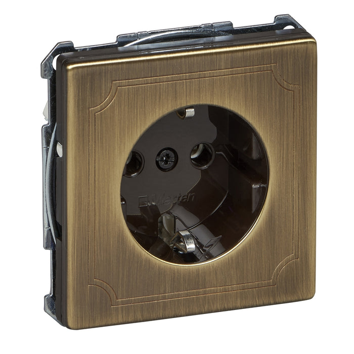 MTN2301-4143 SCHUKO socket-outlet, screwless terminals, antique brass, Artec/Trancent/Antique