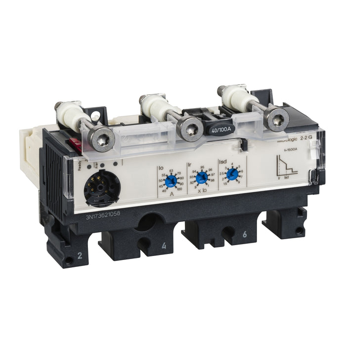 LV429075 trip unit MicroLogic 2.2 G for ComPact NSX 100/160/250 circuit breakers, electronic, rating 100 A, 3 poles 3d