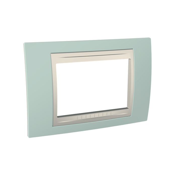 MGU6.103.570 Unica Plus - cover frame - 3 modules - water green/ivory