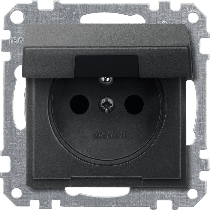 MTN287414 Socket-outlet insert with earthing pin and hinged lid, anthracite, System M