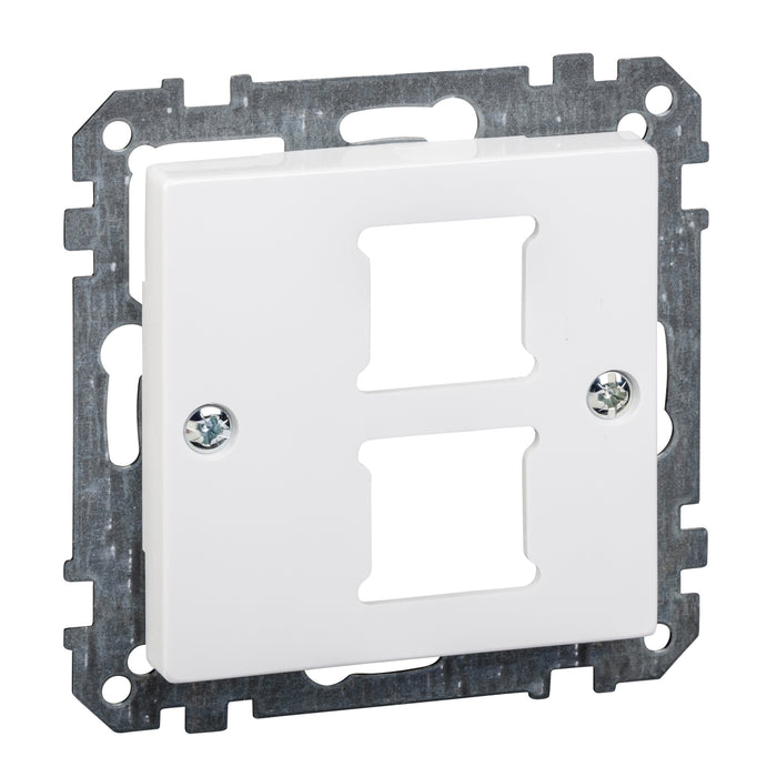 MTN291625 Central plate for RJ 11/RJ 45 insert, 2-gang, active white, glossy, System M