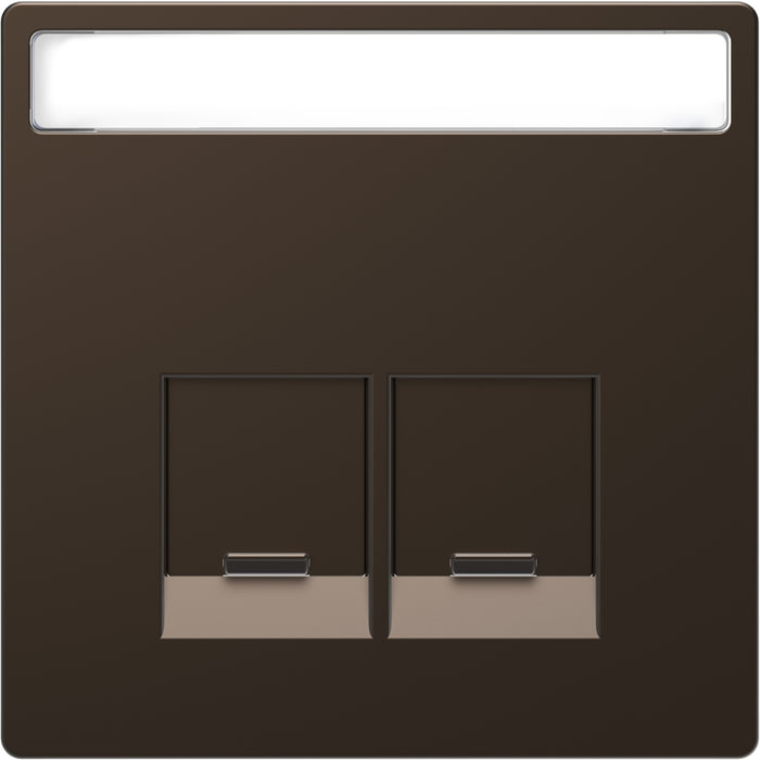 MTN4574-6052 Cen.pl. 2-gng w. label field f. Schneid. Elect. RJ45-Connctr.mocca metal,Sys.Des