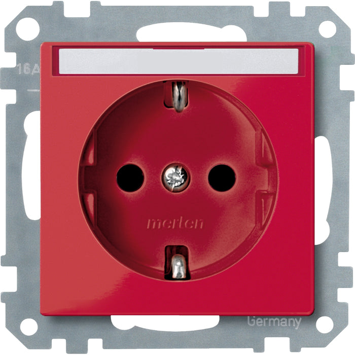 MTN239906 SCHUKO socket-outlet insert with labeling field and shutter., ruby red, System M