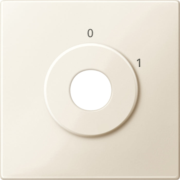 MTN312844 Central plate, Merten System M, marked 1/0 f. key switch insert w. 2 positions, glossy, white