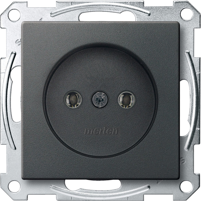 MTN2001-0414 Socket-outlet, Merten System M, mechanism with fixing frame, 2P, 16A, CEE 7 standard,anthracite