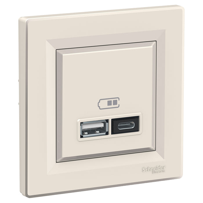 EPH2700323 Asfora - double USB charger 2.4 A - cream