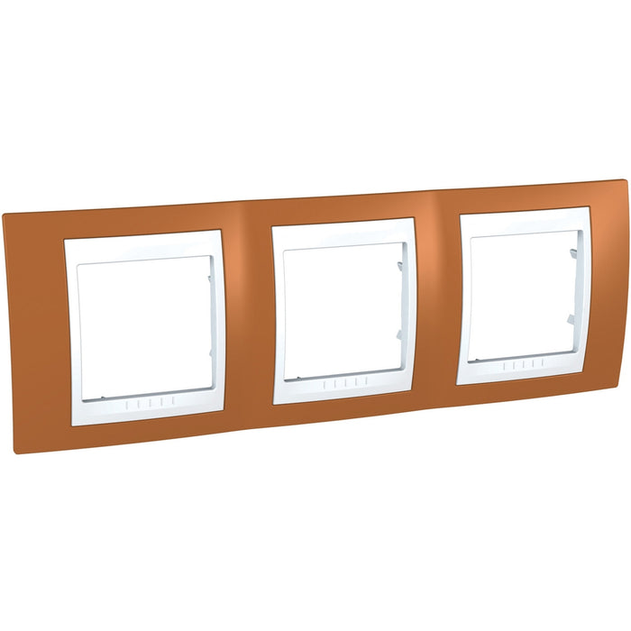 MGU6.006.869 Unica Plus - cover frame - 3 gangs, H71 - orange/white