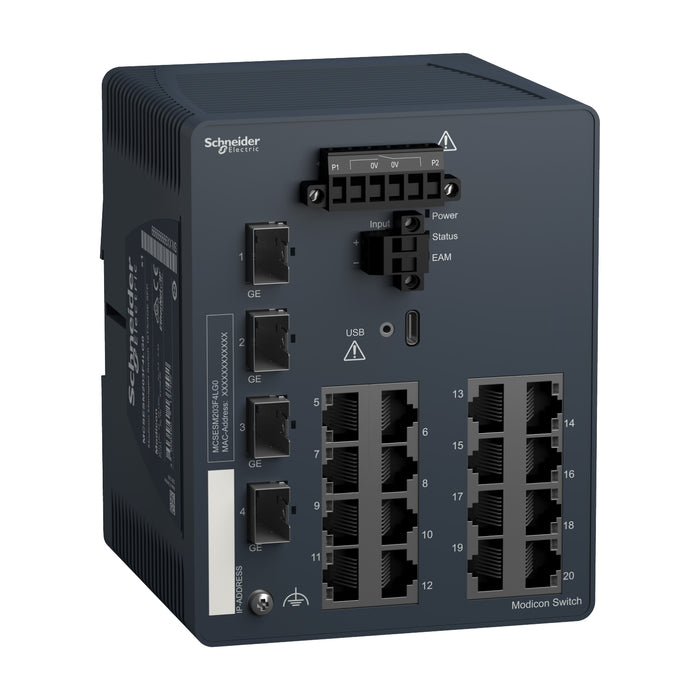 MCSESM203F4LG0 Modicon Managed Switch - 16 ports for copper + 4 Gigabit SFP