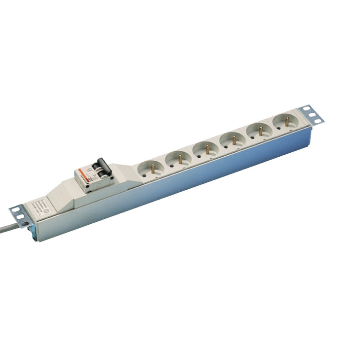 NSYAPU19F6CB Actassi - 1U power distribution rail - 6 sockets+circuit breaker 19P UTE