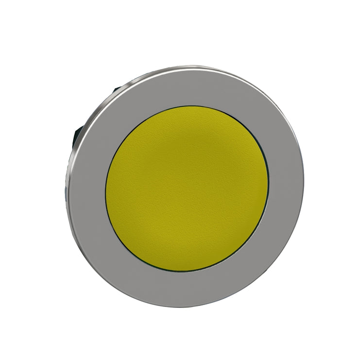 ZB4FA5 Harmony XB4, Flush mounted push button head, metal, yellow, Ø30, spring return, unmarked