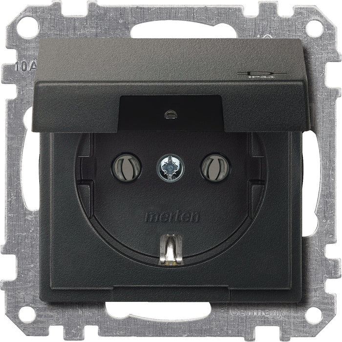 MTN236614 SCHUKO socket-outlet insert with hinged lid IP44, anthracite, System M