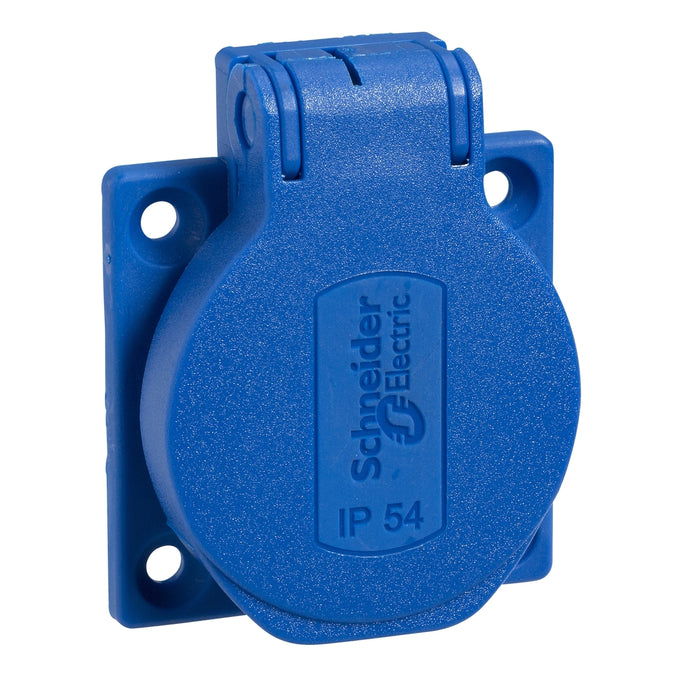 PKS51B PratiKa socket - blue - 2P + E - 10/16 A - 250 V - German - IP54 - flush - back