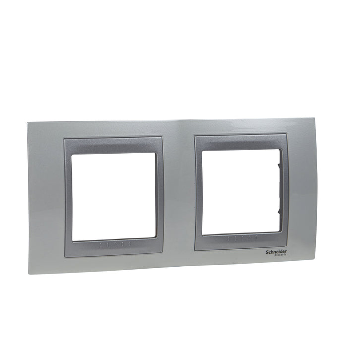 MGU66.004.092 Unica Top - cover frame - 2 gangs, H71 - top white/aluminium