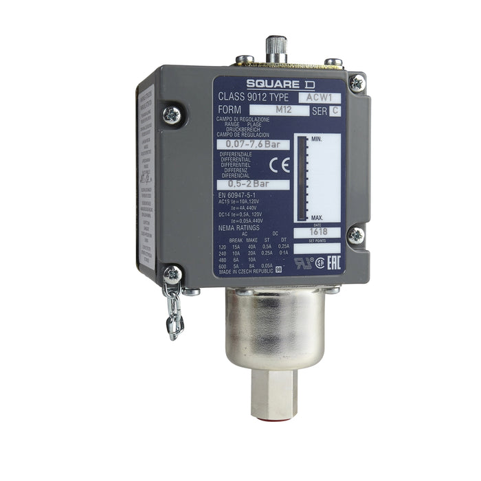 ACW1M129012 Pressure sensors XM, pressure switch ACW 7.6 bar, adjustable scale 2 thresholds, 1CO