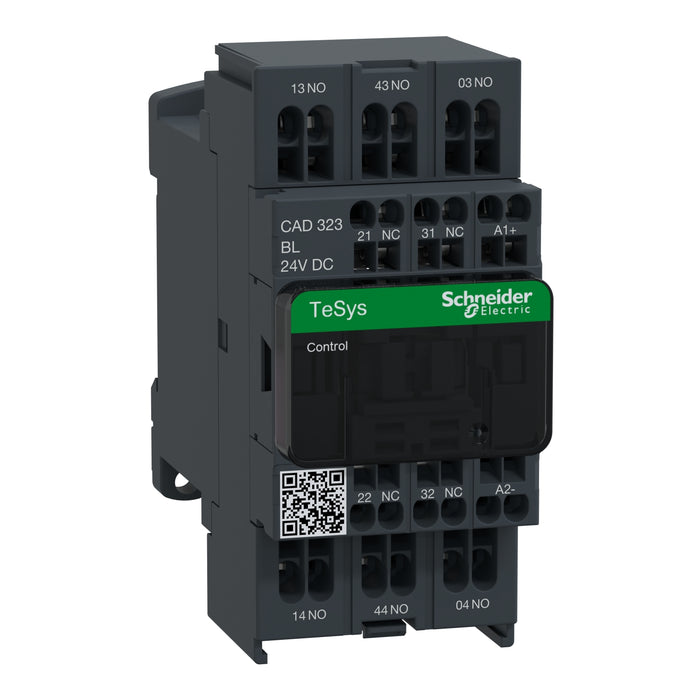 CAD323BL TeSys Deca control relay,3NO+2NC,<=690V,24V DC low consumption coil,spring