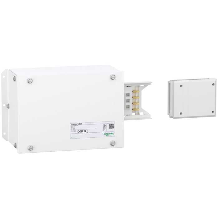 KNA160AB4 End feed unit, Canalis KNA, 160A, right or left mounting, polarity 3L+N+PE/3L+PEN, white RAL9001