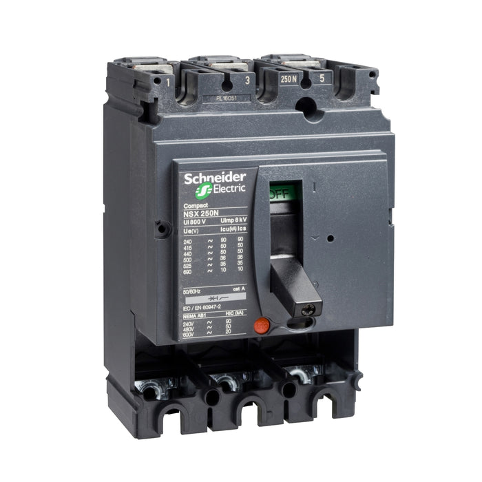 LV429006 Circuit breaker basic frame, ComPact NSX100N, 50kA at 415VAC 50/60 Hz, 100A, without trip unit, 3 poles