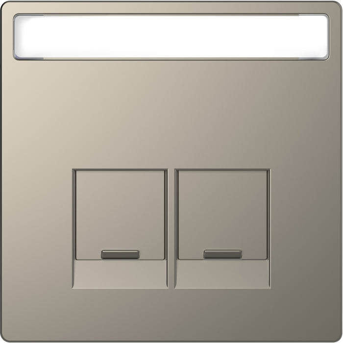 MTN4574-6050 Cen.pl. 2-gng w. label field f. Schneid. Elect. RJ45-Connctr. nickel,Sys.Des