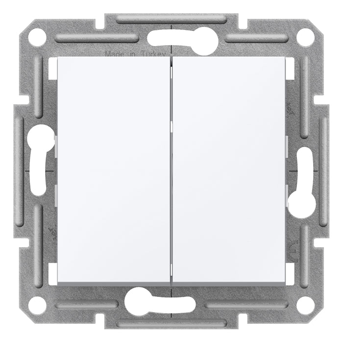 EPH0670121 Asfora - double 2way switch - 10AX screwless terminals, white wo frame