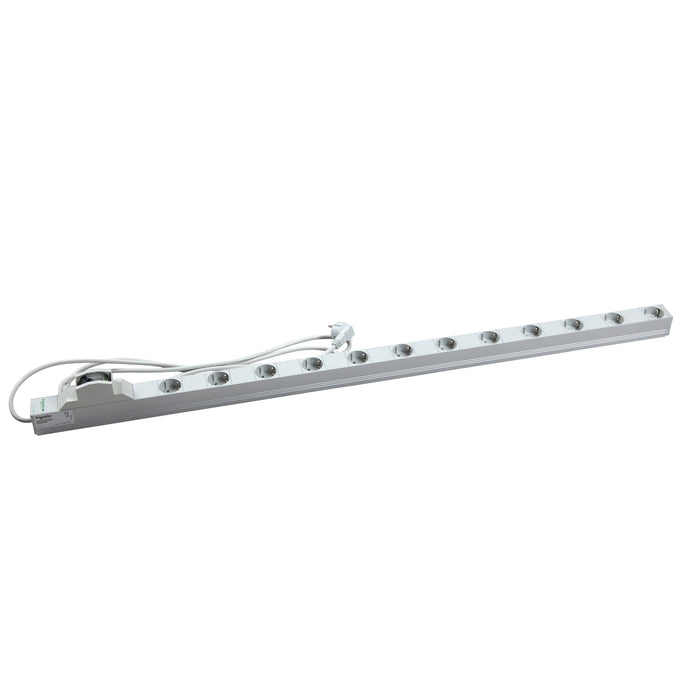 NSYAPUS12CB Actassi - vertical power distribution rail - 12 sockets+circuit breaker VDE