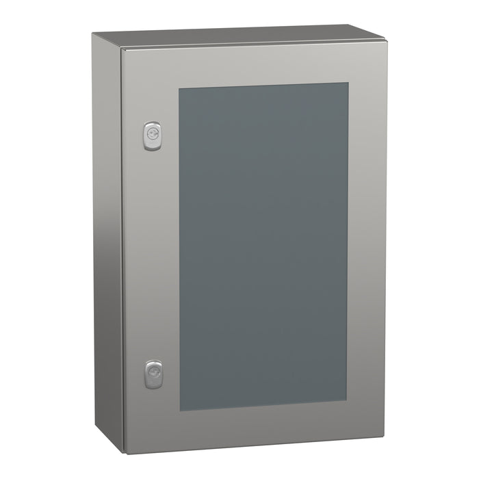 NSYS3X6420T Wall mounted enclosure, Spacial S3X, stainless steel 304L, glazed door, 600x400x200mm, IP66