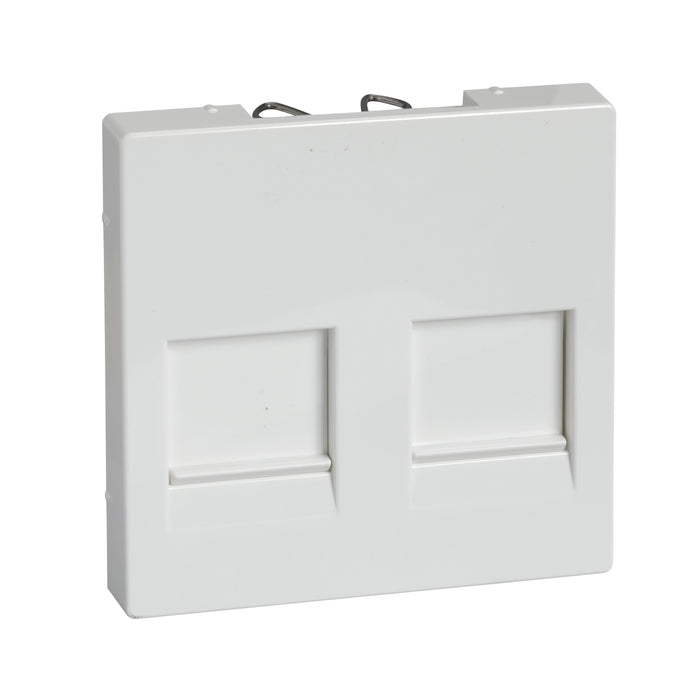 MTN4562-0319 Cover plate, Merten System M, with lid for 2 data socket, polar white