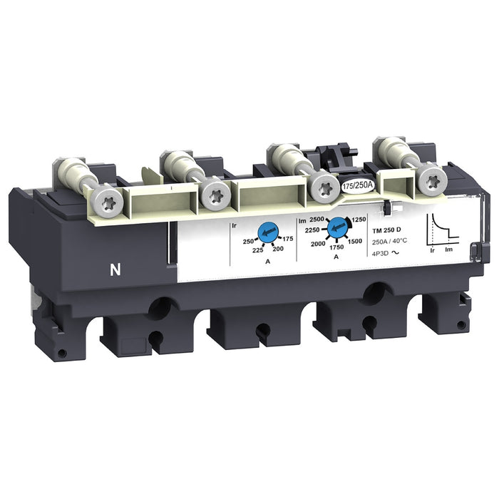 LV429050 trip unit TM100D for ComPact NSX 100/160/250 circuit breakers, thermal magnetic, rating 100 A, 4 poles 4d