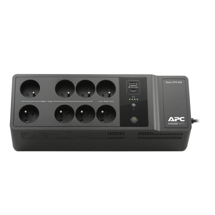 BE850G2-CP APC Back-UPS 850VA, 230V, USB Type-C and A charging ports, 8 French/Belgian outlets (2 surge)