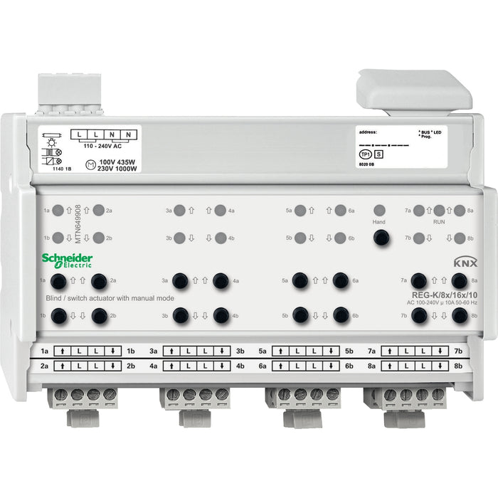 MTN649908 Blind/switch actuator REG-K/8x/16x/10 with manual mode, light grey
