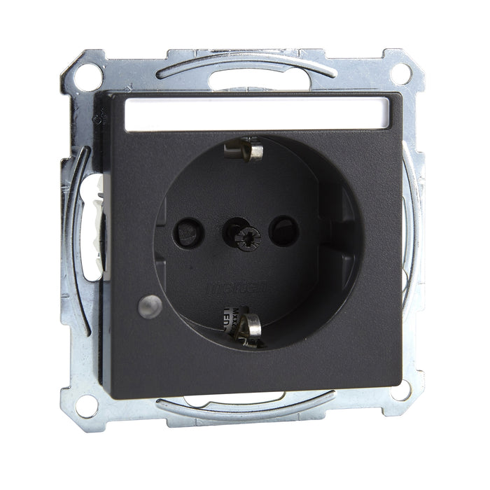 MTN2303-0414 Socket-outlet, Merten System M, mechanism with fixing frame, 2P + E, 16A, Schuko, screwless terminals anthracite