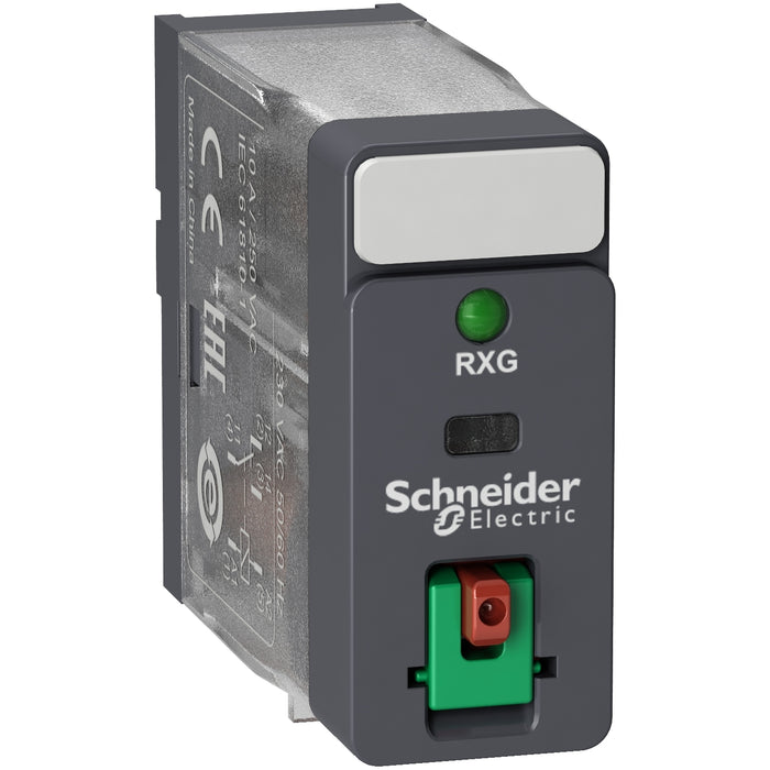 RXG12E7 Harmony, Interface plug-in relay, 10 A, 1 CO, with LED, with lockable test button, 48 V AC