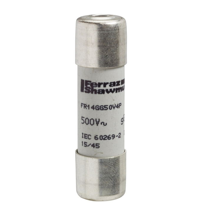 DF3EN04 NFC cartridge fuses, TeSys GS, cylindrical 14mm x 51mm, fuse type gG, 500VAC, 4A, with striker