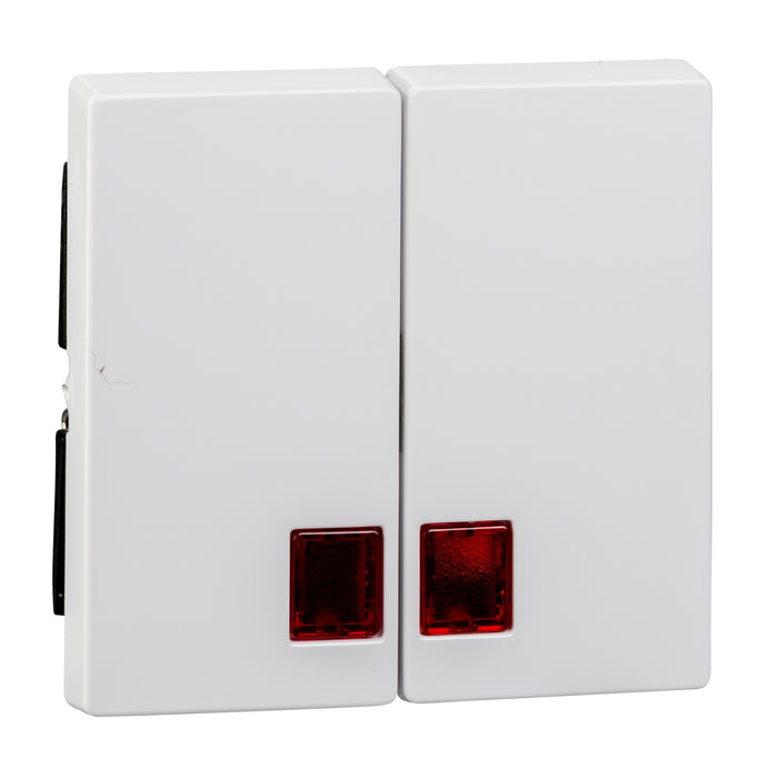 MTN3456-0325 Rocker, Merten System M, 2-gng w. red rectangular indicator window, glossy, active white