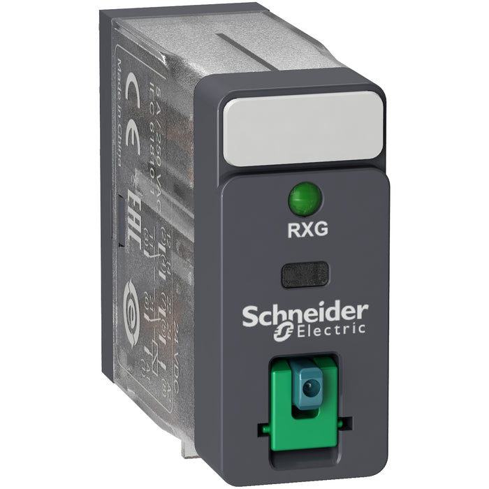 RXG22BD interface plug-in relay - Zelio RXG - 2C/O standard -24VDC-5A - with LTB and LED