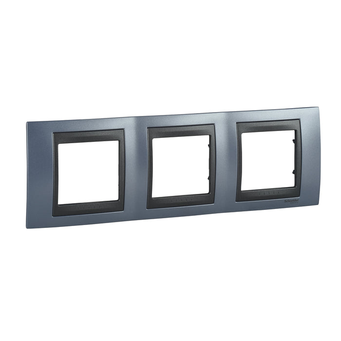 MGU66.006.298 Unica Top - cover frame - 3 gangs, H71 - beryl blue/graphite