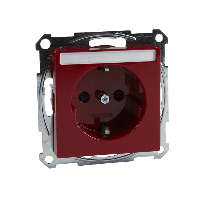 MTN2302-0306 Socket-outlet, Merten System M, mechanism with fixing frame, 2P + E, 16A, Schuko, screwless terminals ruby red