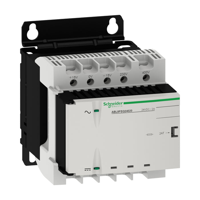 ABL8FEQ24020 rectified and filtered power supply - 1 or 2-phase - 400 V AC - 24 V - 2 A